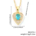Specifiche dettagliate di peso e dimensioni per collana con cuore d'oro e cristallo - Celeste (N01579-1)