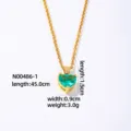 Collana con zircone a cuore verde placcato oro, delicato gioiello con catena a clavicola. - Zirconia Cuore Verde (N00486-1) / Oro