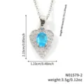 Dimensioni e peso dettagliati di una collana con ciondolo a cuore in zircone blu - Azzurro Chiaro (N01579-2)