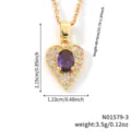 Collana cuore cristallo viola con dimensioni dettagliate e peso di 3,5g - Viola (N01579-3)