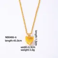 Closeup detail of gold plated heart zircon necklace with dimension and weight specs. - Yellow Heart Zirconia (N00486-6) / Gold