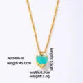 INS Style Multi-Color Heart Zircon Necklace 18K Gold Plated Dainty Clavicle Chain Jewelry for Women - Turquoise Heart (N00486-8) / Gold