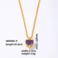 Gold-plated purple heart zircon necklace, stylish clavicle chain, elegant fashion jewelry. - Purple Heart Zirconia (N00486-9) / Gold