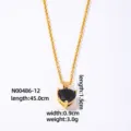 Gold-plated necklace featuring a black heart-shaped zircon pendant, exquisite and stylish detail. - Black Heart Zirconia (N00486-12) / Gold
