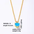 Gold-plated heart zirconia clavicle chain necklace minimalist stylish fashion jewelry - Aquamarine Jade Heart (N00486-14) / Gold
