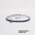 Delicate silver-tone tennis bracelet featuring sparkling blue crystal stones for elegant daily wear. - 17cm / White Gold With Blue Zircon