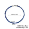 Detailed view of lake blue pavé rhinestone tennis bracelet, lightweight luxury style, length 19cm. - 19cm / White Gold With Blue Zircon