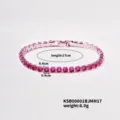 Exquisite pink crystal tennis bracelet with sparkling square stones, elegant silver tone view. - 17cm / White Gold With Rose Red Zircon