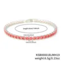 Details of the red rhinestone tennis bracelet featuring length 19cm and 0.4cm stone size. - 19cm / White Gold With Rose Red Zircon