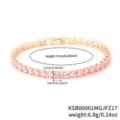 Pink crystal tennis bracelet detail view, elegant rose gold plated cubic zirconia link chain. - 17cm / Rose Gold Pink Rhinestone