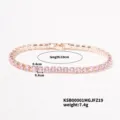 Rose gold pink crystal tennis bracelet elegant minimalist fashion jewelry 19cm length - 19cm / Rose Gold Pink Rhinestone