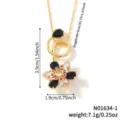 Squisita collana con ciondolo a fiore di loto in zircone di rame, design elegante. - N01634-1