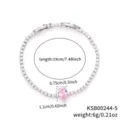 Elegante bracciale in argento con zirconi bianchi e gemma rosa a forma di pera - Argento Zircone Rosa