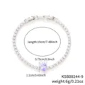 Detailed view of women's zircon tennis bracelet with dimensions and purple pear stone - Silver Tone Light Purple Zirconia