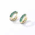 Eleganti orecchini a cerchio in rame dorato con brillanti zirconi verdi per donna - Oro con Zircone Verde / 16K Verde