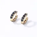 Eleganti orecchini a cerchio in rame placcato oro con zirconi neri lucidi per donna chic - Huggie Zirconia Oro Nero / 16K Nero