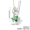 Collana con ciondolo a fiore in zircone e pietre verdi, elegante colore argento, moda. - N01634-3