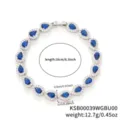 Elegante bracciale color argento con zirconi blu a goccia e cristalli bianchi - Goccia d'Acqua Zirconia Blu (KSB00039) / Dimensione 16cm / Oro bianco