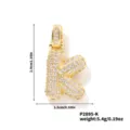 Collier pendentif lettre K bulle glacée dorée avec strass cristaux bijou étincelant - Pendentif Lettre K Seul (N00888GW-K)