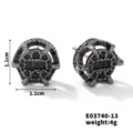 Kupfer schwarze Zirkon Ohrstecker, geometrisches hohles runder Design, elegante Schmuck. - Durchbrochene Geometrische Scheiben Ohrstecker (E03740-13)