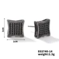 Schwarze Zirkonia quadratische Ohrstecker, cooler Kupfer Schmuck für Damen und Herren. - Quadratische Pave Zirkonia Ohrstecker (E03740-14)