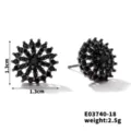 Schwarze Zirkonia Ohrstecker, cooler Sonnenblumen Stil, 1.3cm Kupfer Ohrschmuck. - Runde Sonnenblume Ohrstecker (E03740-18)