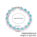 Elegante bracciale con zirconi blu a goccia d'acqua e finitura in colore argento. - Goccia d'Acqua Zirconia Celeste (KSB00039) / Dimensione 16cm / Oro bianco