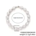 Elegante bracciale in zirconia a goccia con finitura argento e dettagli sulle misure. - Goccia d'Acqua Zirconia Bianco (KSB00039) / Dimensione 16cm / Oro bianco