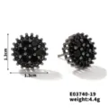 Schwarze Zirkonia Cluster Ohrstecker Dunkles Gunmetal Finish Geometrischer Modeschmuck - Schwarze Zirkonia Cluster Ohrstecker (E03740-19)