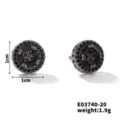 Schwarze geometrische Ohrstecker mit funkelnden schwarzen Zirkonia Steinen, edles Design. - Runde Geometrische Pave Ohrstecker (E03740-20)