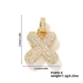 Collier pendentif lettre X initiale en zircone cubique pavée dorée style hip hop pour femme. - Pendentif Lettre X Seul (N00888GW-X)