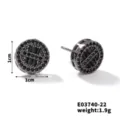 Minimalistische schwarze Zirkonia Ohrstecker für Damen und Herren, 1cm geometrisches Design. - Scheibe Schwarze Zirkonia Ohrstecker (E03740-22)