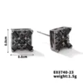 Schwarze quadratische Zirkonia Ohrstecker, coole Metall Ohrringe für Damen und Herren 8mm. - Quadratische Strass Ohrstecker (E03740-23)