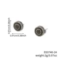 Schwarze Zirkonia Runde Ohrstecker Silberner Ton Minimalistischer Unisex Modeschmuck - Runde Schwarze Zirkonia Ohrstecker (E03740-24)
