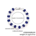Oval-cut sapphire blue and clear cubic zirconia tennis bracelet with silver finish - Oval Blue And White Zirconia (KSB00068) / 17.5cm/Pack / White Gold
