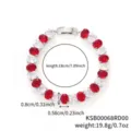 Red and white oval cubic zirconia bracelet with 18cm length and silver finish - Oval Red And White Zirconia (KSB00068) / 18cm / White Gold