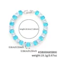 Silver-toned bracelet with oval light blue and white cubic zirconia stones, 18.5cm length - Oval Sky Blue And White Zirconia (KSB00068) / 18.5cm Pack / White Gold