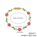 Elegante bracciale placcato oro con zirconi a fiore da donna, gioiello di moda e tendenza. - B00767-1