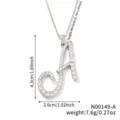 Misure dettagliate di dimensioni e peso per questa collana con pendente lettera A in zircone - Stile Lettera A (N00149-A)