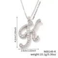 Specifiche dettagliate della collana con ciondolo lettera K in zircone con misure. - Stile Lettera K (N00149-K)