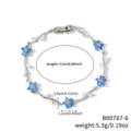 Silver flower zircon bracelet, elegant vine design, length 17cm, stylish daily jewelry. - B00767-6