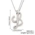 Specifiche dettagliate di dimensioni e peso della collana con pendente a lettera L in argento - Stile Lettera L (N00149-L)