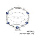 Silver floral cubic zirconia bracelet for women elegant vine link chain fashion jewelry. - B00767-8