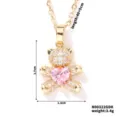 Dettaglio della collana orsetto con zircone a cuore rosa e dimensioni del pendente - Stile che Tiene il Cuore (N00322GDK) / Rosa (Oro)