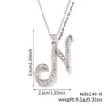 Specifiche dettagliate delle dimensioni per la collana con ciondolo N in zirconi. - Stile Lettera N (N00149-N)