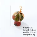 Vista dettagliata del ciondolo a fungo in unakite con specifica di lunghezza 3,0 cm - Ciondolo Solo (Senza Catena) / 1 Pezzo / Fiore Verde Dorato