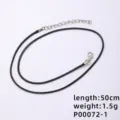 Black wax cord necklace base with silver lobster clasp and extender chain, 50cm length - Chain Only (Without Pendant) / 50cm Wax Rope