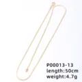 Macro view of a 50cm gold-toned snake chain necklace showing weight and length. - Chain Only (Without Pendant) / 50cm Snake Chain