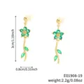 Detailmaße und Gewicht der grünen Zirkon-Blumen-Ohrhänger für Damen - Grün Blumenstil Grüne Blätter (E01908-19)