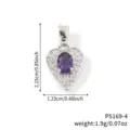 Elegant heart-shaped pendant with purple stone and zircon, 2.15cm silver finish - Purple-Silver Tone (P5169-4)
